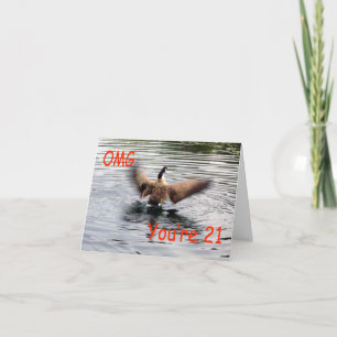 Happy 21st Birthday Goose flapping Card