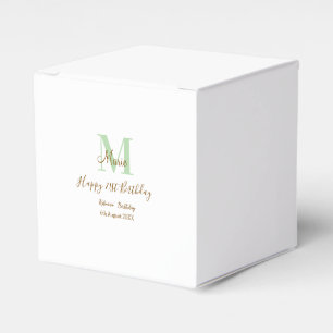 Happy 21st Birthday green add name monogram brown  Favour Box
