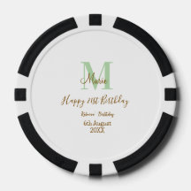 Happy 21st Birthday green add name monogram brown 