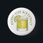 Happy 21st Birthday Margarita Cocktail Mixed Drink 3 Cm Round Badge<br><div class="desc">Design features an original marker illustration of a classic margarita cocktail with a salty rim and wedge of green lime, and HAPPY 21ST BIRTHDAY in a fun font. A classic summertime drink! Don't see what you're looking for? Need help with customisation? Click "contact this designer" to have something created just...</div>