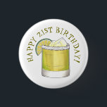 Happy 21st Birthday Margarita Cocktail Mixed Drink 3 Cm Round Badge<br><div class="desc">Design features an original marker illustration of a classic margarita cocktail with a salty rim and wedge of green lime, and HAPPY 21ST BIRTHDAY in a fun font. A classic summertime drink! Don't see what you're looking for? Need help with customisation? Click "contact this designer" to have something created just...</div>