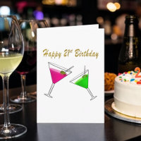 Happy 21st Birthday Martini Glass with Olives
