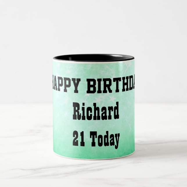 Happy 21st Birthday Personalised Two-Tone Coffee Mug (Center)