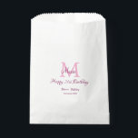 Happy 21st Birthday pink add name monogram modern Favour Bags<br><div class="desc">beautiful design</div>