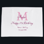 Happy 21st Birthday pink add name monogram modern Large Gift Bag<br><div class="desc">beautiful design</div>