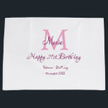 Happy 21st Birthday pink add name monogram modern Large Gift Bag<br><div class="desc">beautiful design</div>