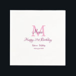 Happy 21st Birthday pink add name monogram modern Napkin<br><div class="desc">beautiful design</div>