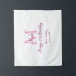 Happy 21st Birthday pink add name monogram modern Tapestry<br><div class="desc">beautiful design</div>