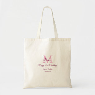 Happy 21st Birthday pink add name monogram modern Tote Bag