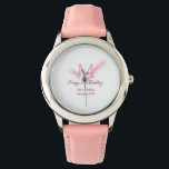 Happy 21st Birthday pink add name monogram modern Watch<br><div class="desc">beautiful design</div>