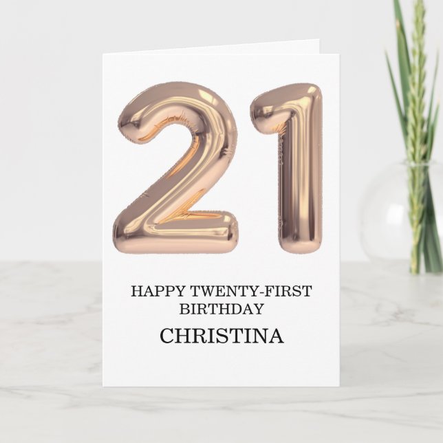 Happy 21st Birthday Rose Gold Girl  Personalised Card (Front)