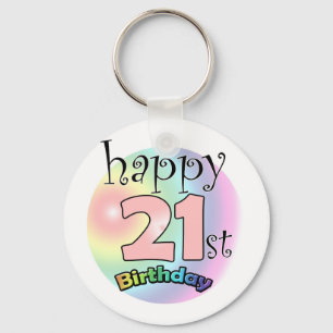 Happy 21st Birthday (roze) Key Ring