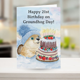  Happy 21st Groundhog Day Birthday  Card
