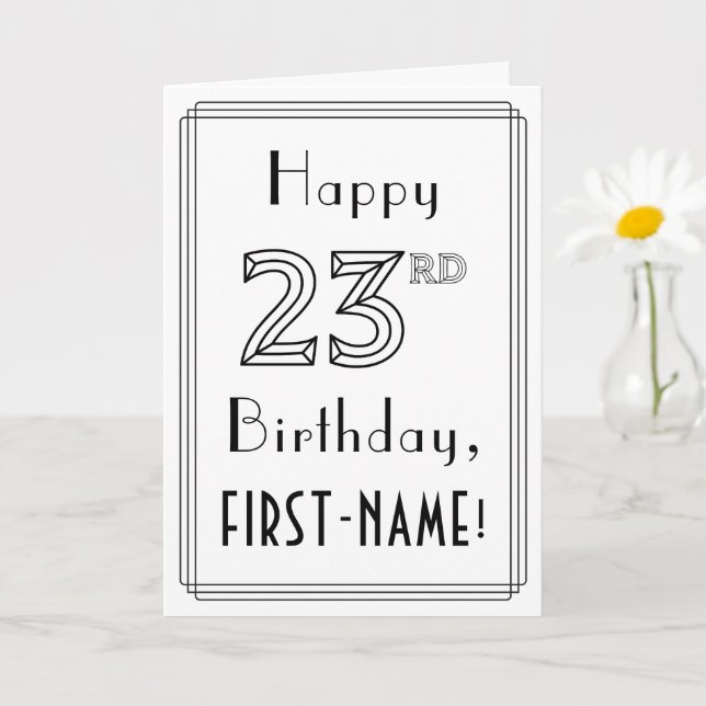 Happy 23rd Birthday, Art Deco Style w/ Custom Name Card (Small Plant)