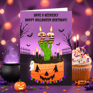 Happy 23rd Halloween Birthday Spooky Cake Card