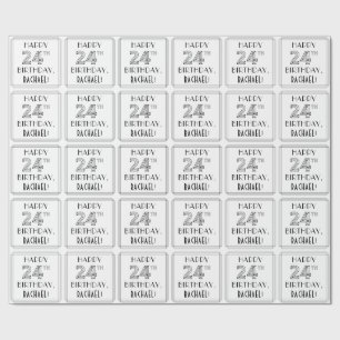 HAPPY 24TH BIRTHDAY; Art Deco Style; Custom Name Wrapping Paper