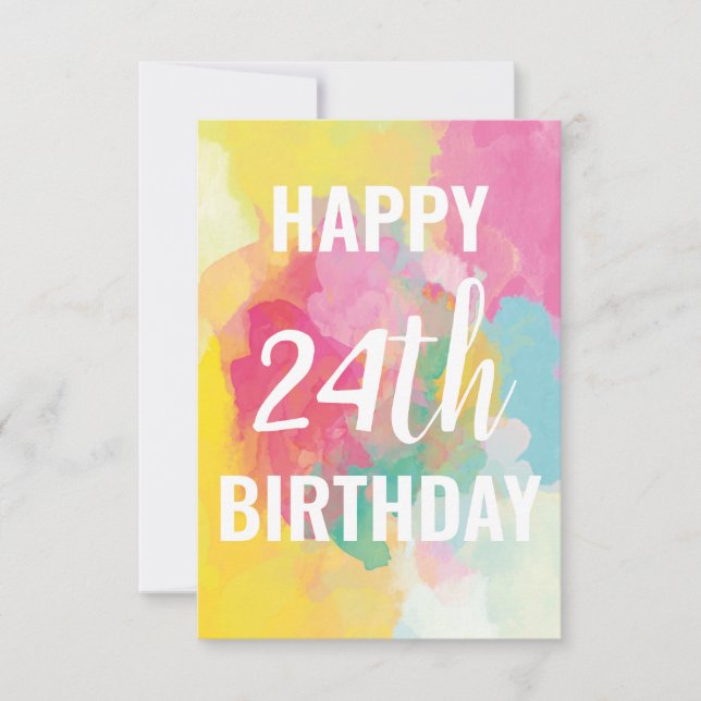 Happy 24th Birthday Card ("Watercolour Gradients") (Front)