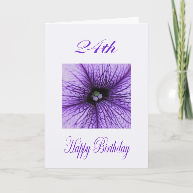 Happy 24th Birthday purple Blossom Card (Front)