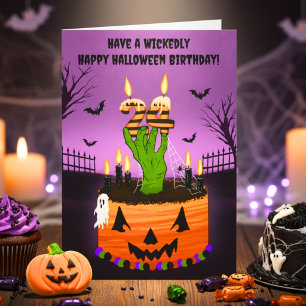 Happy 24th Halloween Birthday Spooky Cake Card