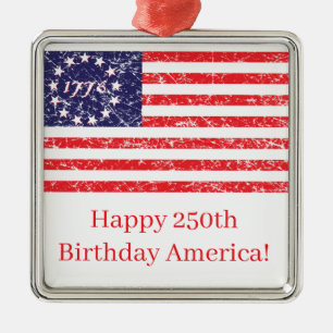 Happy 250th America Metal Tree Decoration