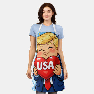 Happy 250th Anniversary Trump Loves USA Apron