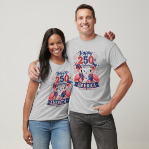 Happy 250th Birthday America Patriotic Flamingos T-Shirt