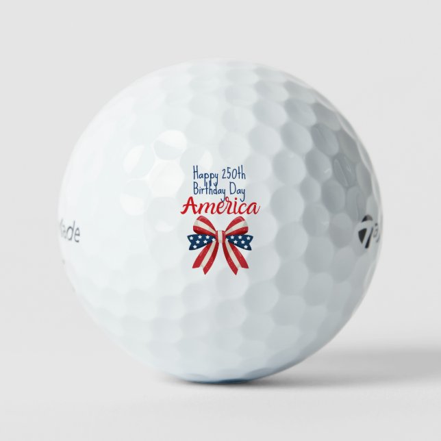 Happy 250th Birthday America Red White Blue Bow  Golf Balls (Front)
