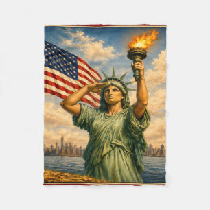 Happy 250th Birthday USA Lady Liberty Salutes  Fleece Blanket