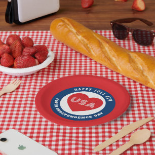 Happy 250th Independence Day July 4th Love USA Paper Plate