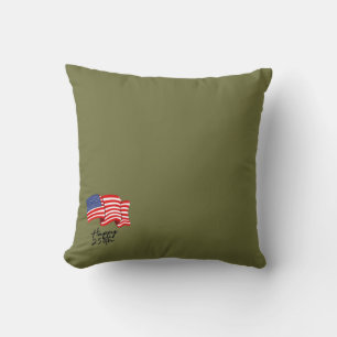 Happy 250th Refined Olive Muted Yellow 4th of July Cushion