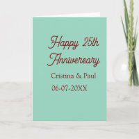 Happy 25th aniversary green mauve pastel boho retr