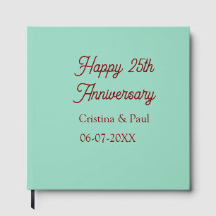 Happy 25th aniversary green mauve pastel boho retr guest book