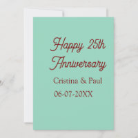 Happy 25th aniversary green mauve pastel boho retr