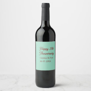 Happy 25th aniversary green mauve pastel boho retr wine label