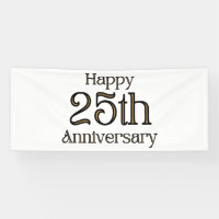 Happy 25th Anniversary 2.5x6 Vinyl Banner