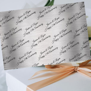 Happy 25th Anniversary DIY Names/Year Black Script Tissue Paper