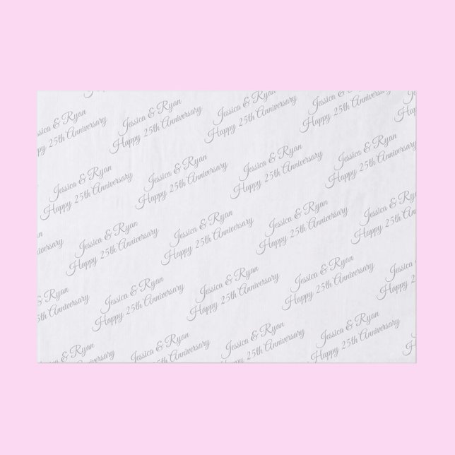 Happy 25th Anniversary DIY Names/Year Grey Script Tissue Paper (Creator Uploaded)