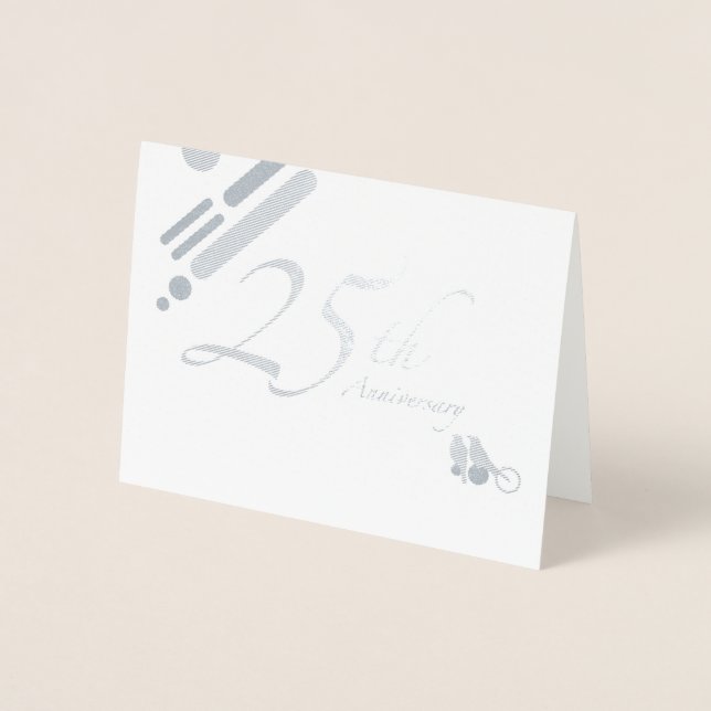 Happy 25th Anniversary Mod Birds Foil Card (Front)