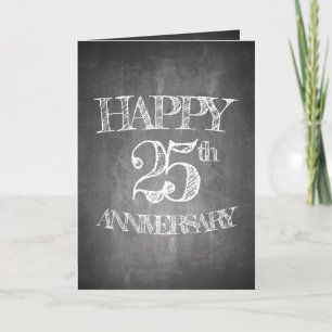 Happy 25th anniversary on chalk board card
