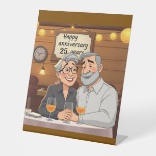 Happy 25th Anniversary Pedestal Sign