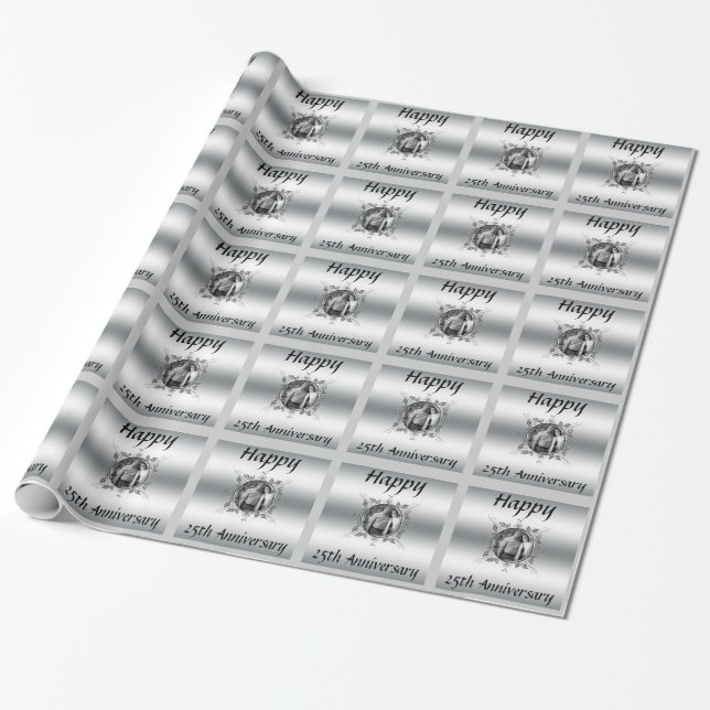 Happy 25th Anniversary Personalised Photo Wrapping Paper (Unrolled)