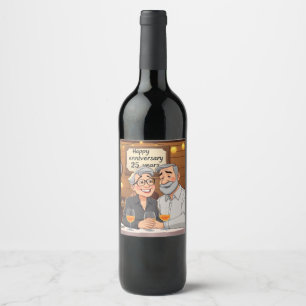 Happy 25th Anniversary Wine Label