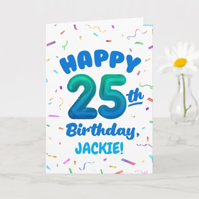 Happy 25th Birthday Card with Custom Name (Small Plant)