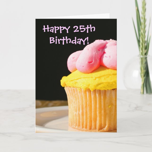 Happy 25th Birthday Cupcake greeting card (Front)