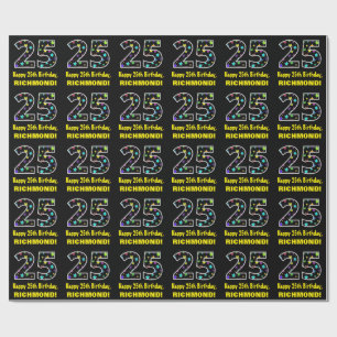 Happy 25th Birthday, Fun Colorful Stars Pattern 25 Wrapping Paper