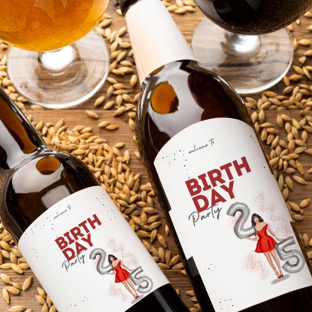 Happy 25th birthday, illustration  wine label (Creator Uploaded)