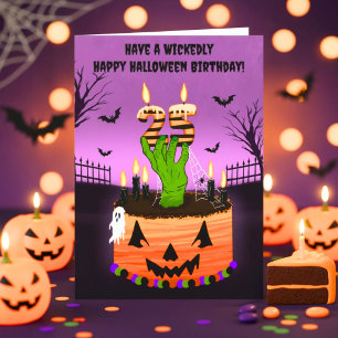 Happy 25th Halloween Birthday Spooky Cake Card
