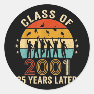 Happy 25th reunion class of 2001 students 25 years classic round sticker