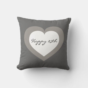 Happy 25th silver anniversary heart cushion