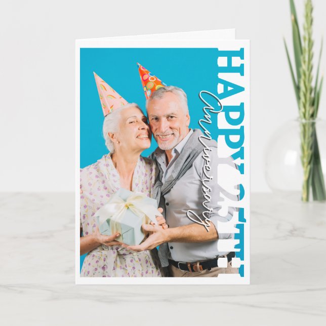 Happy 25th silver wedding Anniversary Photo Card (Front)